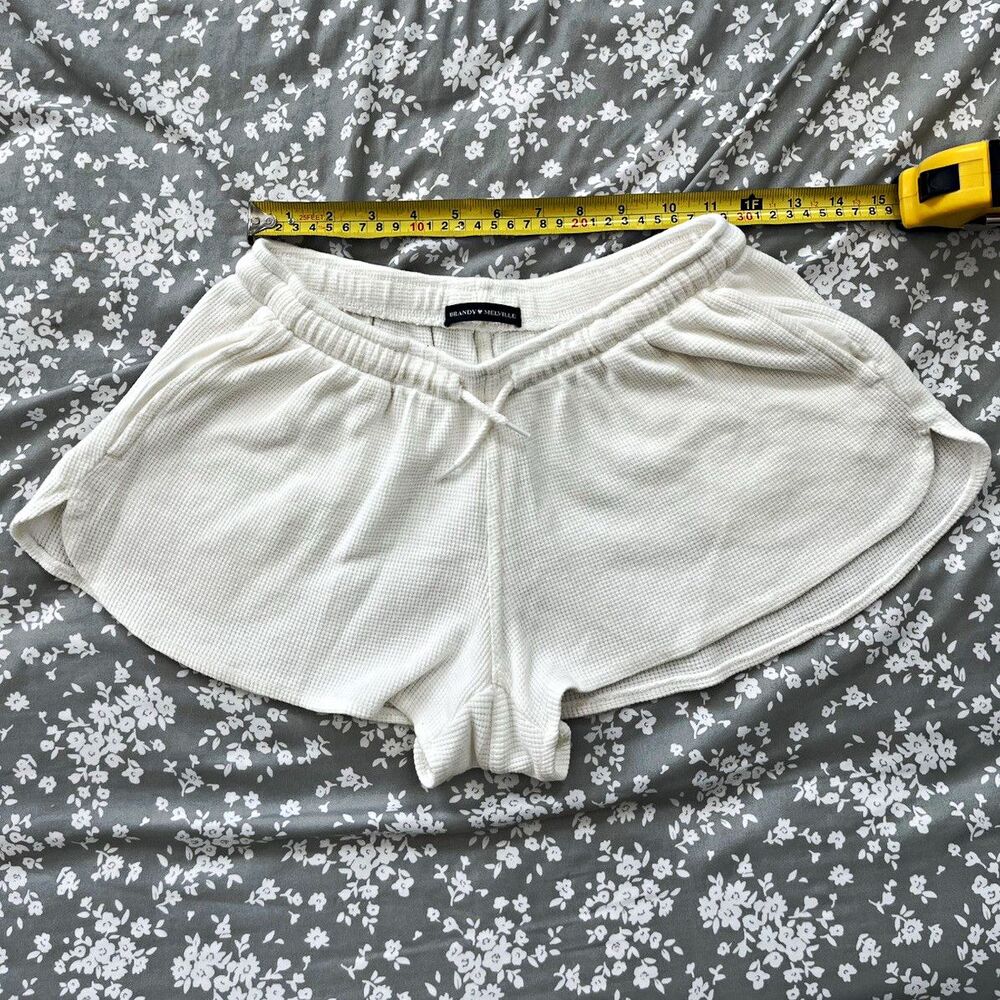 Brandy Melville White Summer Thermal Shorts MR212D-Z39 Waffle Knit Lounge OS